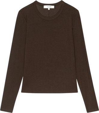 Frame Denim Long Sleeve Rib Crew - Dames - Ronde hals truien - Bruin - L - Truien & Vesten
