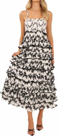 BTB Los Angeles Palmira Smocked Midi Dress In Black/white