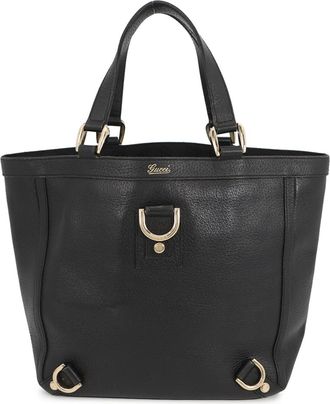 Gucci Abbey Black Leather Handbag Tote Bag (Pre-Owned)