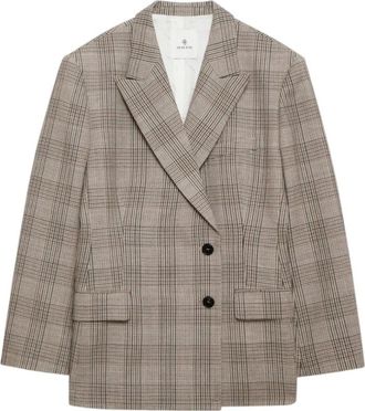 Anine Bing Aretha Blazer - Dames - Blazers - Bruin - M - Wol - Jassen