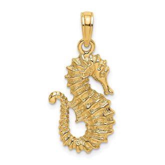 Diamond2Deal 14k Yellow Gold Textured Seahorse Charm