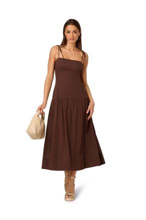 Adrianna Papell Womens Solid Midi Dress - Brown - Size 16 UK