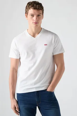 Levi's T-shirt classica Housemark con scollo a V - Uomo - S - Bianco / Bright White