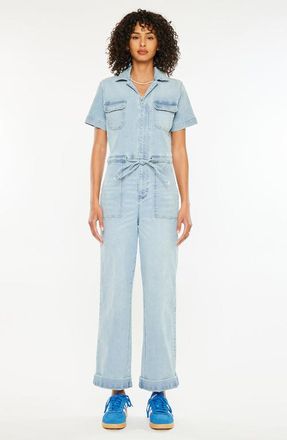 Kancan Paula Wide Leg Coveralls in Light Wash at Nordstrom, Size X-Large