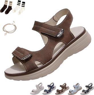 Generic Orthopaedic Womens Sandals for Pain Relief - ErgoLiva, Ergonomic Leather Sandals, Summer Comfortable (Brown,10.5)