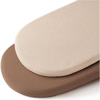 OEM 2 Piezas - S&aacute;bana Bajera De Muselina Para Cuna - Colch&oacute;n Para Cochecito - Marr&oacute;n Y Caqui - 80x40 Cm - Funda Para Cambiador