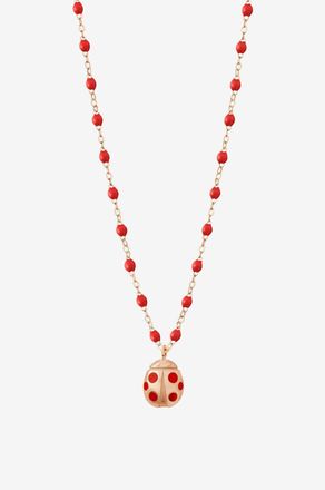 Gigi Clozeau Halskette aus Ros&eacute;gold und Harz Ladybug Noir
