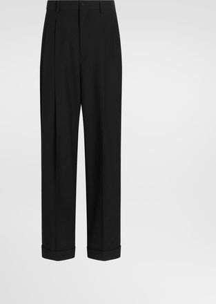 Dolce & Gabbana Wool Jacquard Trousers - Man Pants And Shorts Black 46