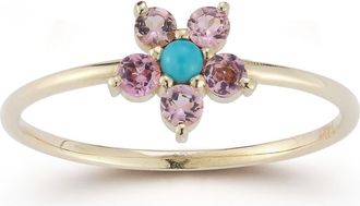 Ember Fine Jewelry 14K Gold Stone Flower Ring in Gold/Turquoise at Nordstrom Rack, Size 6