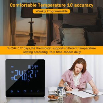 OEM Termostato Wifi Inteligente, Calefactor El&eacute;ctrico De 16 A, Controlador De Temperatura, Pantalla T&aacute;ctil Lcd, Temporizador Semanal Programable Para Cont