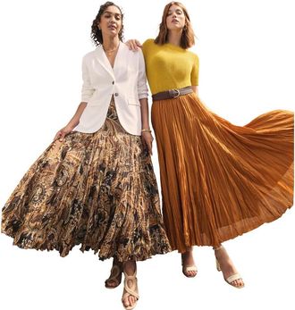 Jessica London Flowing Crinkled Maxi Skirt in Chocolate Paisley at Nordstrom, Size 30