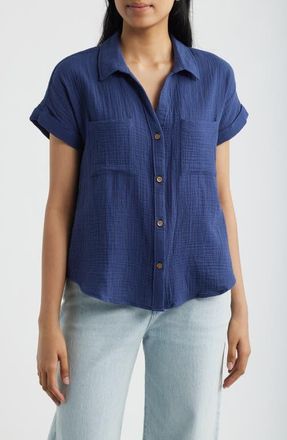 Beach Lunch Lounge Chicago Gauze Shirt in Navy Time at Nordstrom, Size X-Small