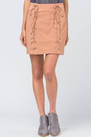 Entro High Waist Grommet Mini Skirt In Desert Sand