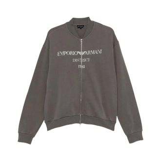 Emporio Armani Katoenen Bomberjack met Logo - Heren - Jassen - Grijs - Maat: 2XL Katoen
