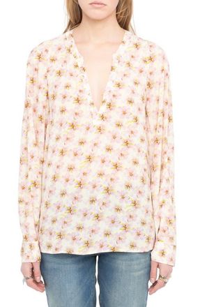 Zadig&Voltaire Torny Mirror Flowers Popover Top in Pear at Nordstrom, Size X-Small