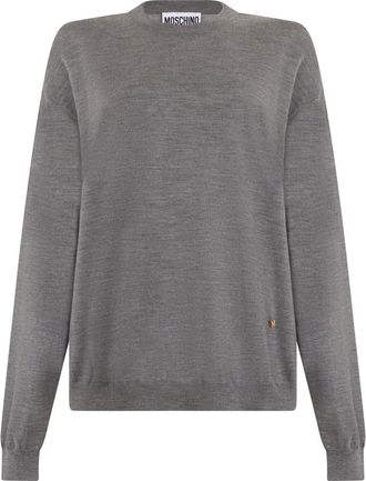 Moschino Trui met ronde hals - Dames - Truien - Grijs - Maat: XL Wol