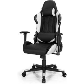 Costway Costway Silla De Gaming Giratoria A 360&deg;, Silla Ergon&oacute;mica Para Ordenador Con Coj&iacute;n Lumbar, &Aacute;ngulo Regulable (blanco)