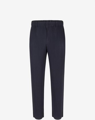 Homme Plissé Issey Miyake Gerade verkürzte Hose im Plissé-Strick Wool Like Light