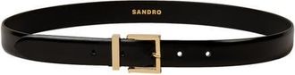 Sandro Smooth leather belt in Black at Nordstrom, Size Medium