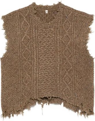 R13 Cable-Knit Frayed Vest - Womens - Wool/Recycled Polyamide/Viscose