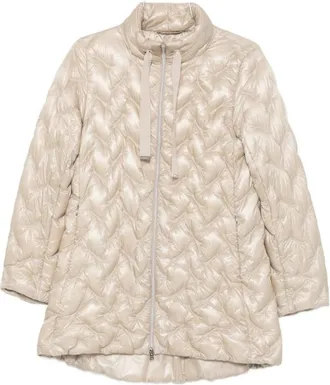 Herno Midi Quilted Jacket - Dames - Winterjassen - Beige - S - Nylon - Jassen