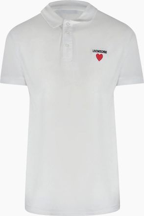 Love Moschino Mens Love Moschino Heart Logo White Polo Shirt - Size: 40