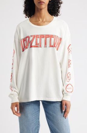 Daydreamer Led Zepplin Four Symbols Merch Cotton Graphic T-Shirt in Vintage White at Nordstrom Rack, Size X-Small