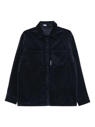 Karl Lagerfeld Ribfluwelen overhemd met borstzakken - Blauw