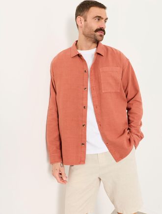 Fat Face FatFace Salcombe Relaxed Fit Dusky Orange Long Sleeve Garment Dye Shirt