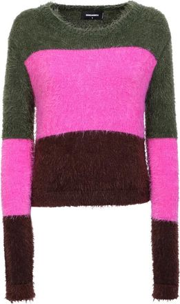 Dsquared2 Gestreepte Bruine Gebreide Trui - Dames - Ronde hals truien - Veelkleurig - M - Truien & Vesten