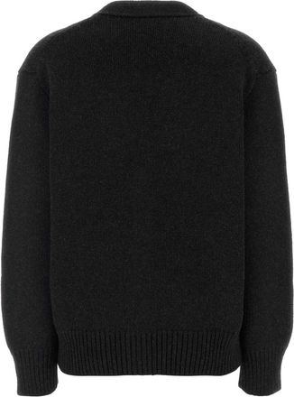 The Row Womens Slate Stretch Cashmere Blend Pranavi Cardigan Charcoalmelange Maglie Sweater