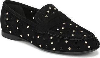 Naturalizer Bloom Stud Penny Loafer in Black Suede at Nordstrom, Size 7.5