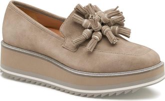 Johnston & Murphy Gracelyn Tassel Loafer in Taupe Suede at Nordstrom, Size 6.5