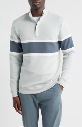 Swannies Owen Chest Stripe Golf Quarter Zip in Glacier-Graphite at Nordstrom, Size Xxx-Large