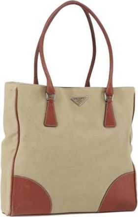 Prada Pre-owned Canvas Tote - Dames - Vintage Shopper - Beige - ONE Size - Vintage
