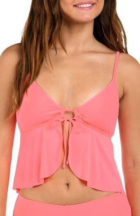 Citrus Solid Flutter Tankini Bikini Top in Hot Pink at Nordstrom Rack, Size Medium