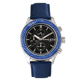Breed Breed Maverick Chronograph Leather-Band Watch w/Date in Silver/blue at Nordstrom