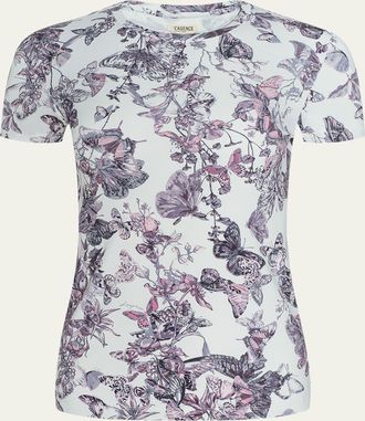 L'agence Ressi Short-Sleeve Butterfly Vine Tee