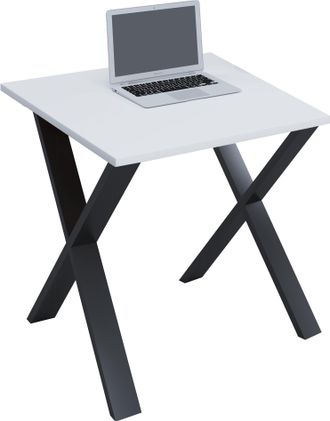 ebuy24 Vcm Wood Desk Al. 76 X An. 80 X P. 80 Cm Mesa De Ordenador Lisa Pies De Metal De Alta Calidad Mesa De Trabajo Muebles De Oficina - Lona X (negro / Bla