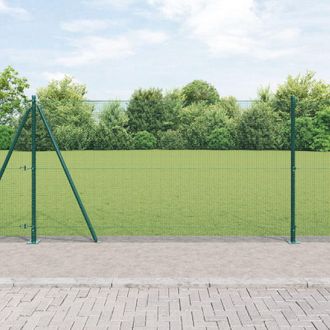 Berkfield Home Welded Wire Fence with 13 Flanged Posts Green 1.2x50 m Steel