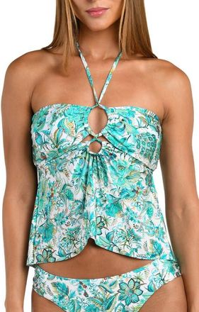 Sunshine 79 Free Spirit Halter Tankini Top in Blue/Green Multi at Nordstrom, Size 14