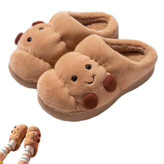 Generic Croissant Fuzzy Slippers, Warm Non-Slip Indoor Fluffy Cute Slippers, Cartoon Croissant Slipper for Women House Shoes (Brown, 3.5, Adult, Women, 3.5, N