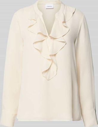Comma Regular Fit Bluse mit Volants Modell PROTECT in Offwhite, Größe 34