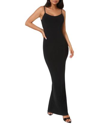 Bebe Backless Lace Inset Maxi Dress