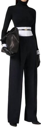 Elisabetta Franchi Knit And Cotton Poplin Top In Nero/bianco