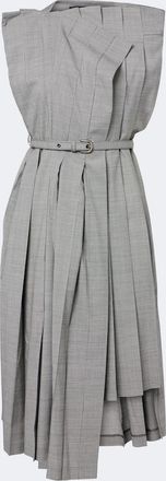 Junya Watanabe Houndstooth pleated asymmetric midi dress