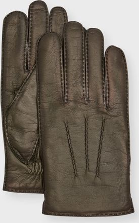 Agnelle Men & apos;s Patina Leather Gloves