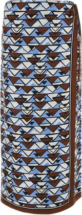 Prada Gonna midi con stampa geometrica - Marrone