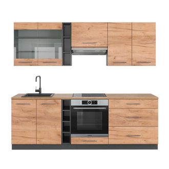 Vicco Mueble De Cocina Fame-line, Oro Power Roble/antracita, 235 Cm, Et Roble