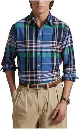 Polo Ralph Lauren Classic Fit Plaid Oxford Shirt Mens Clothing Blue Red : 2XL, Cotton